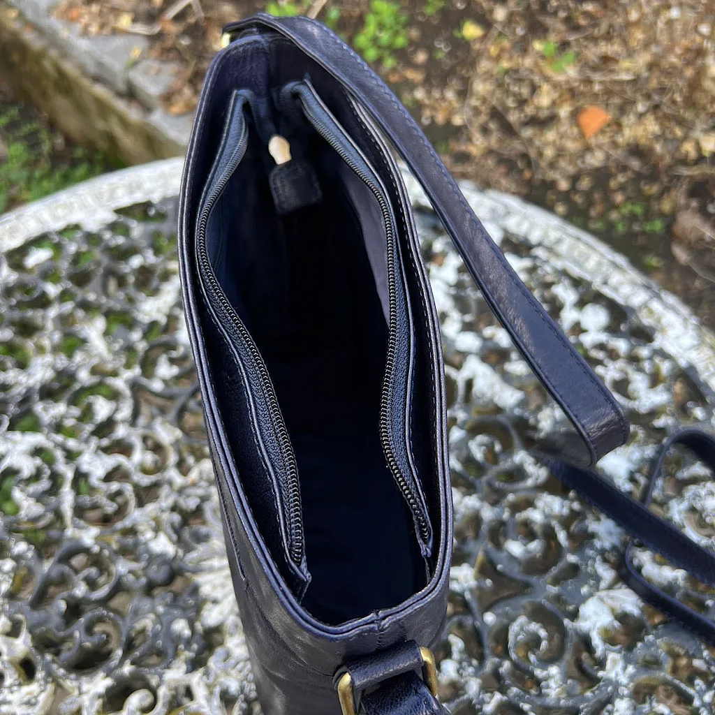 Navy Bucket Style 'Abigail' Leather Shoulder Bag