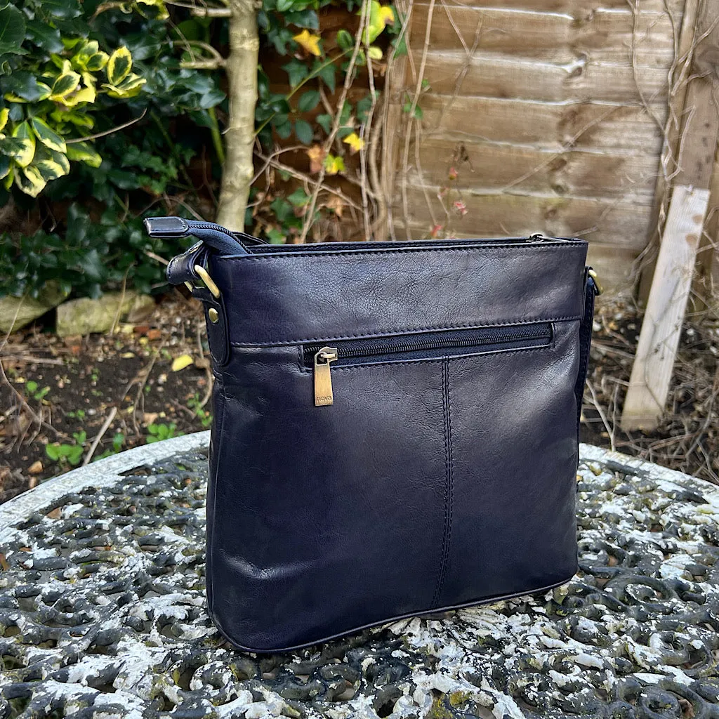 Navy Bucket Style 'Abigail' Leather Shoulder Bag