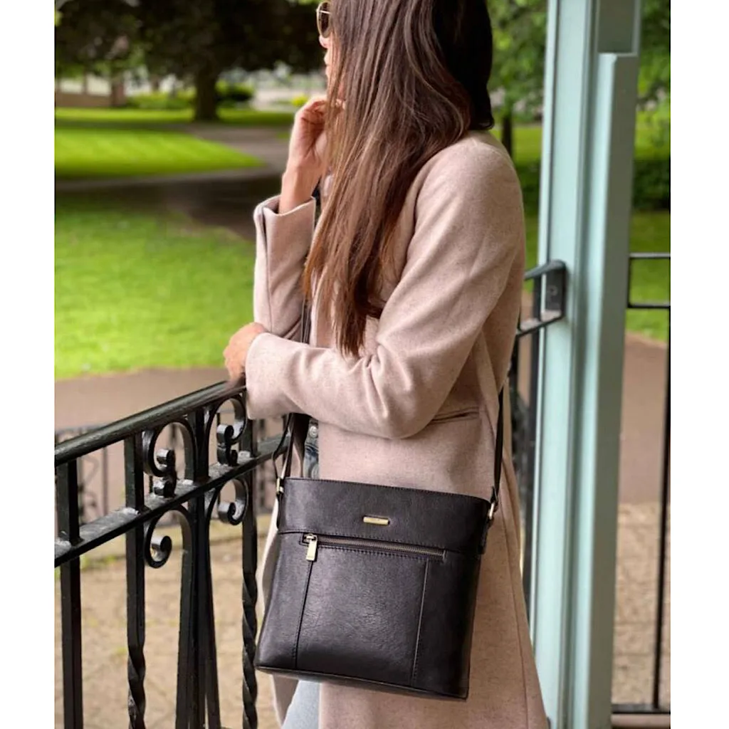 Navy Bucket Style 'Abigail' Leather Shoulder Bag