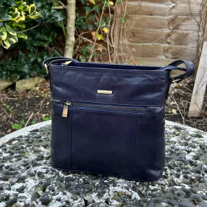 Navy Bucket Style 'Abigail' Leather Shoulder Bag