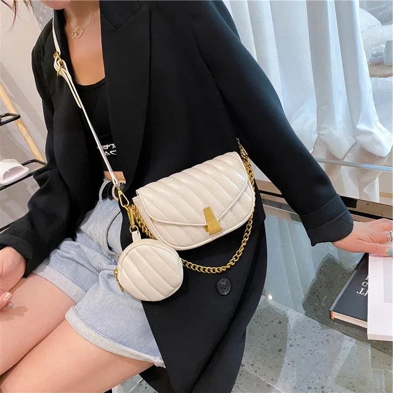 Net Red Korean Wide Shoulder Strap One Shoulder Crossbody Saddle Bag
