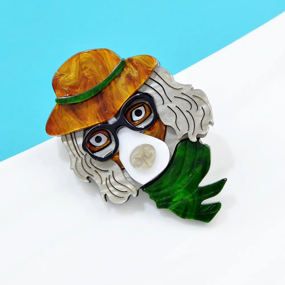 New Japanese Anime Dog Brooch Pins Cute Cartoon Acrylic Acetate Fiber Brooches