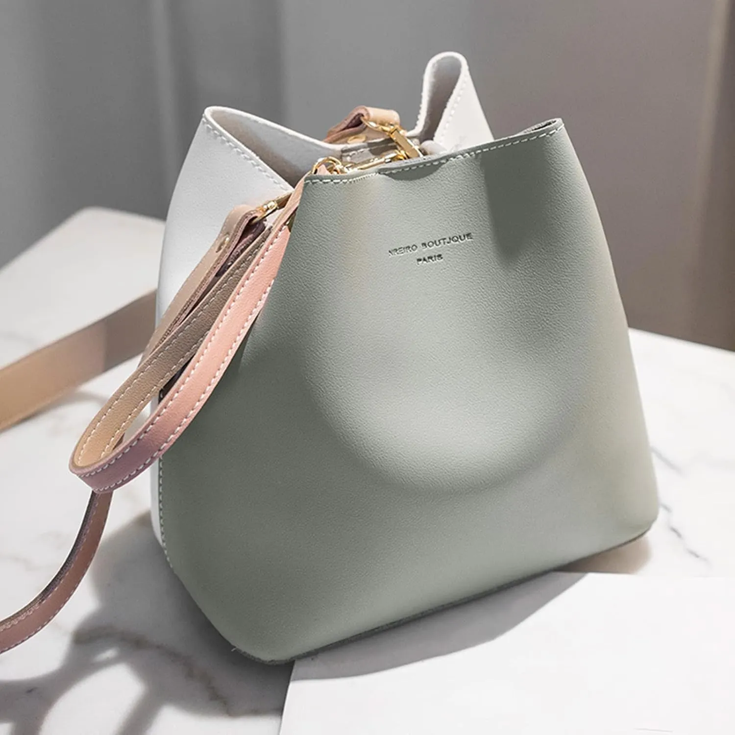 NICOLE & DORIS Women's Bag Medium Shoulder Bag Designer Shoulder Bags Soft Leather Handbag Women's Shopper Bag, gray, L, Tote