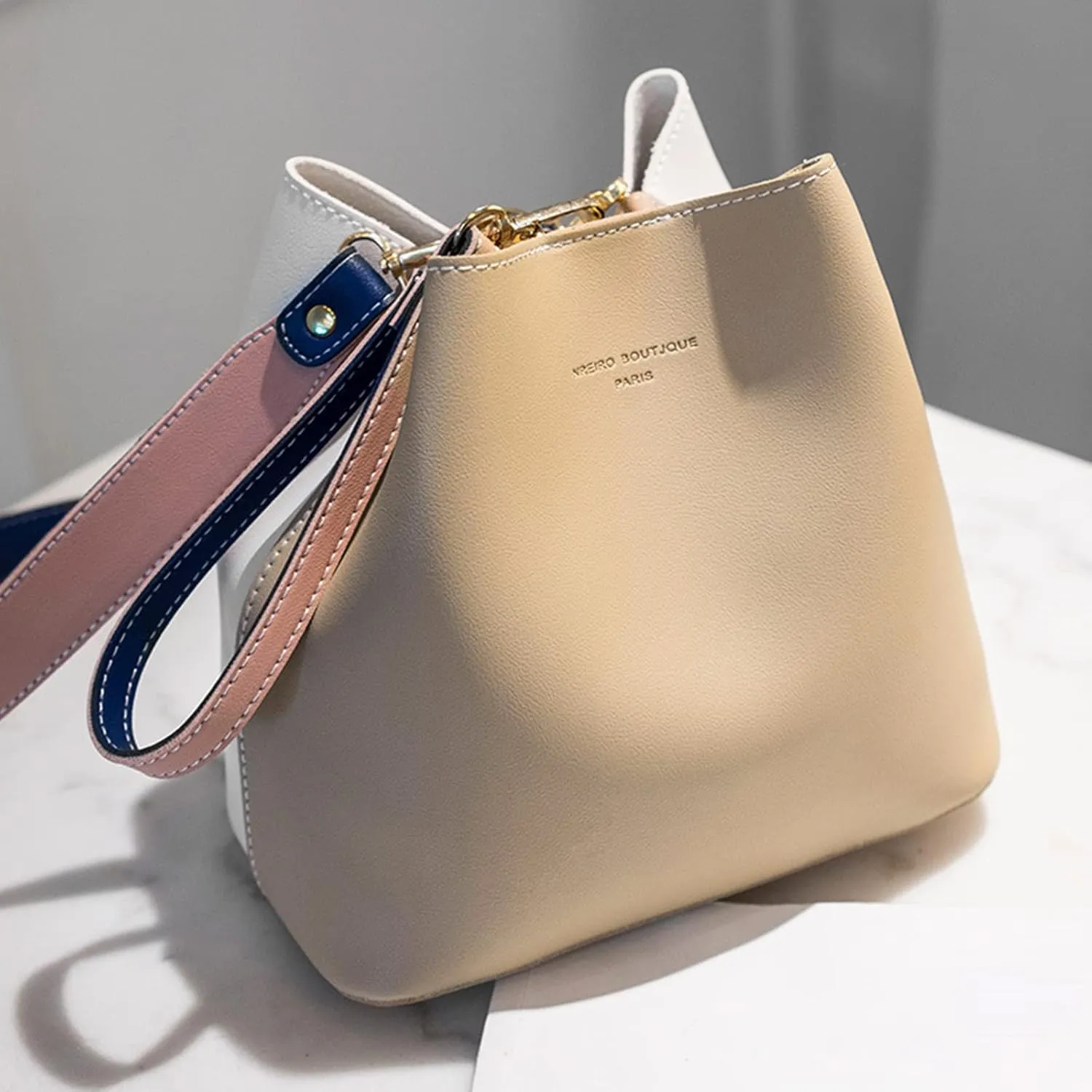 NICOLE & DORIS Women's Bag Medium Shoulder Bag Designer Shoulder Bags Soft Leather Handbag Women's Shopper Bag, khaki, Contemporary