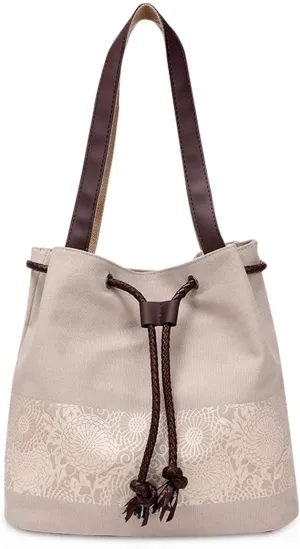 NICOLE & DORIS Women's Handbag Canvas Shoulder Bag Women Bag Shopper Bag Vintage Handbag Casual Shoulder Bags, cream white, Retro, vintage