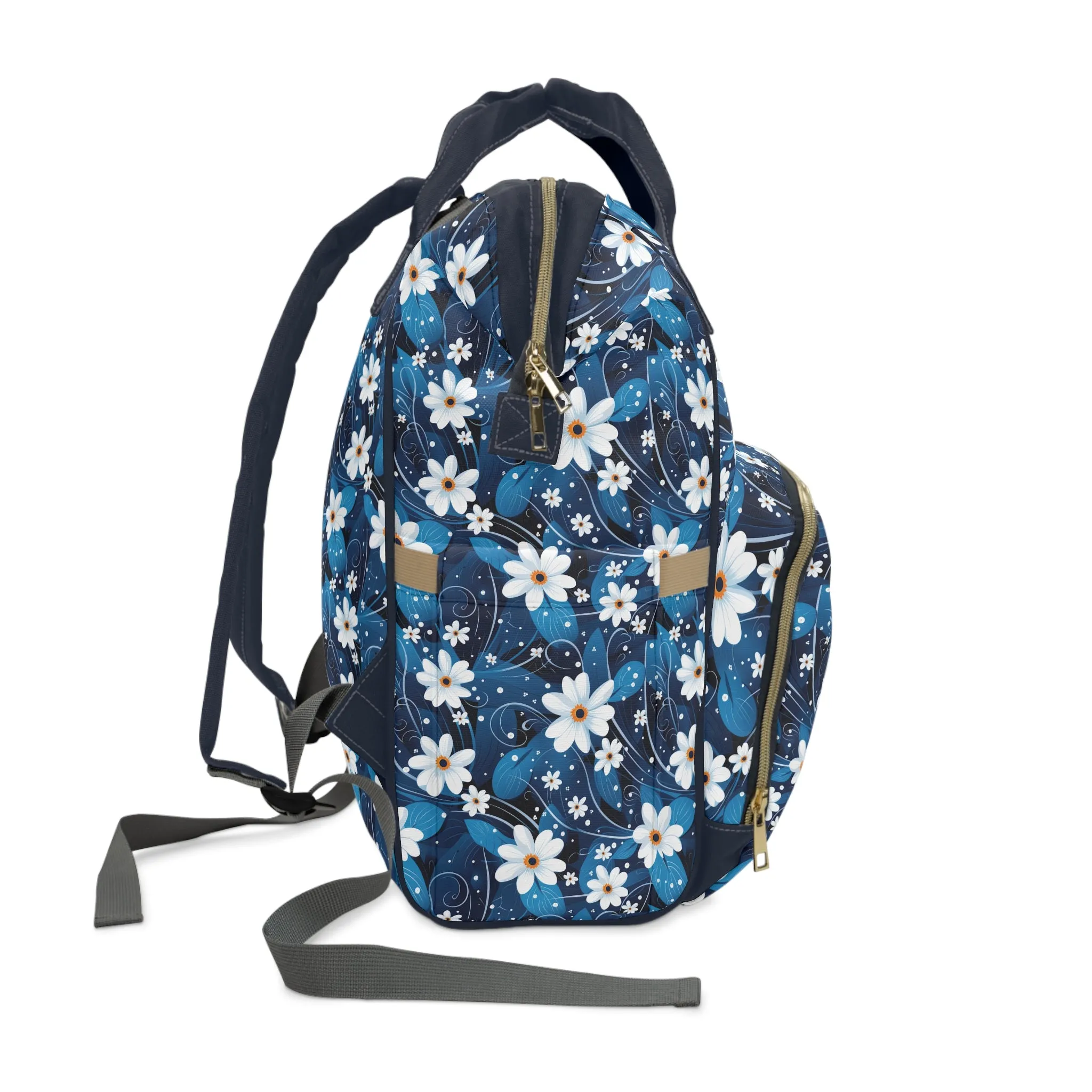 Nighttime Daisies in the Moon's Gentle Glow Multifunctional Diaper Backpack