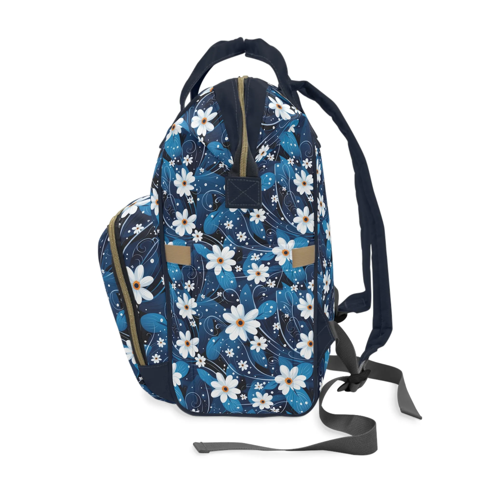 Nighttime Daisies in the Moon's Gentle Glow Multifunctional Diaper Backpack
