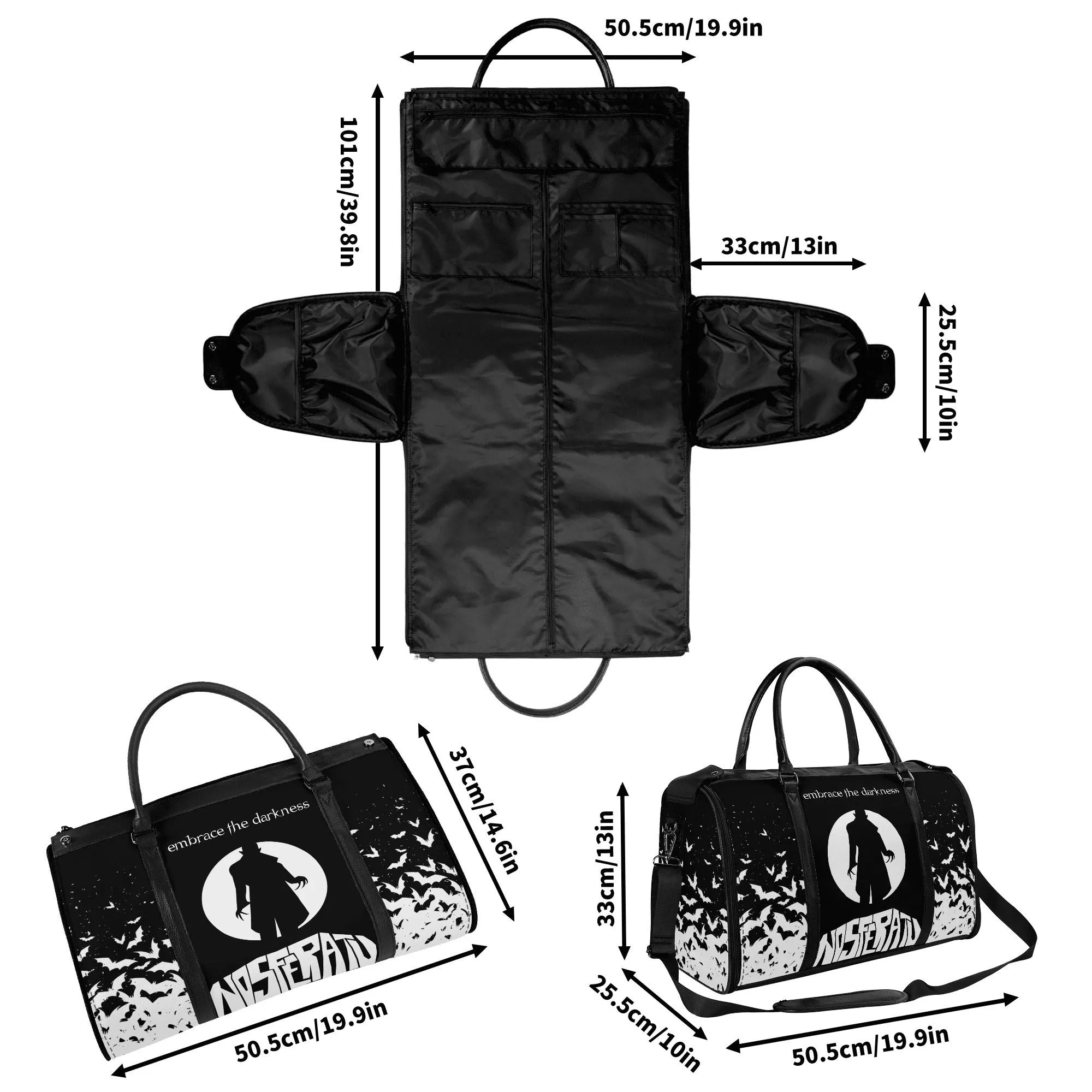 Nosferatu Leather Duffle Bag Foldable Travel Bag