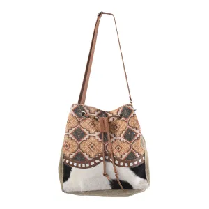 OHLAY KB270 Bucket Upcycled Wool Upcycled Canvas Hair-On Genuine Leather women bag western handbag purse