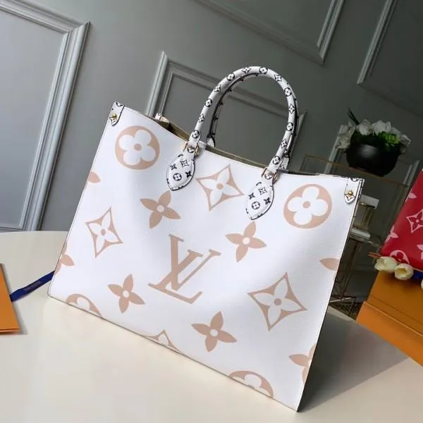 Onthego Shopper Tote Bag M44571 Khaki Green/white 2019 Collection