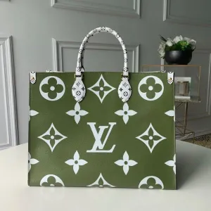 Onthego Shopper Tote Bag M44571 Khaki Green/white 2019 Collection