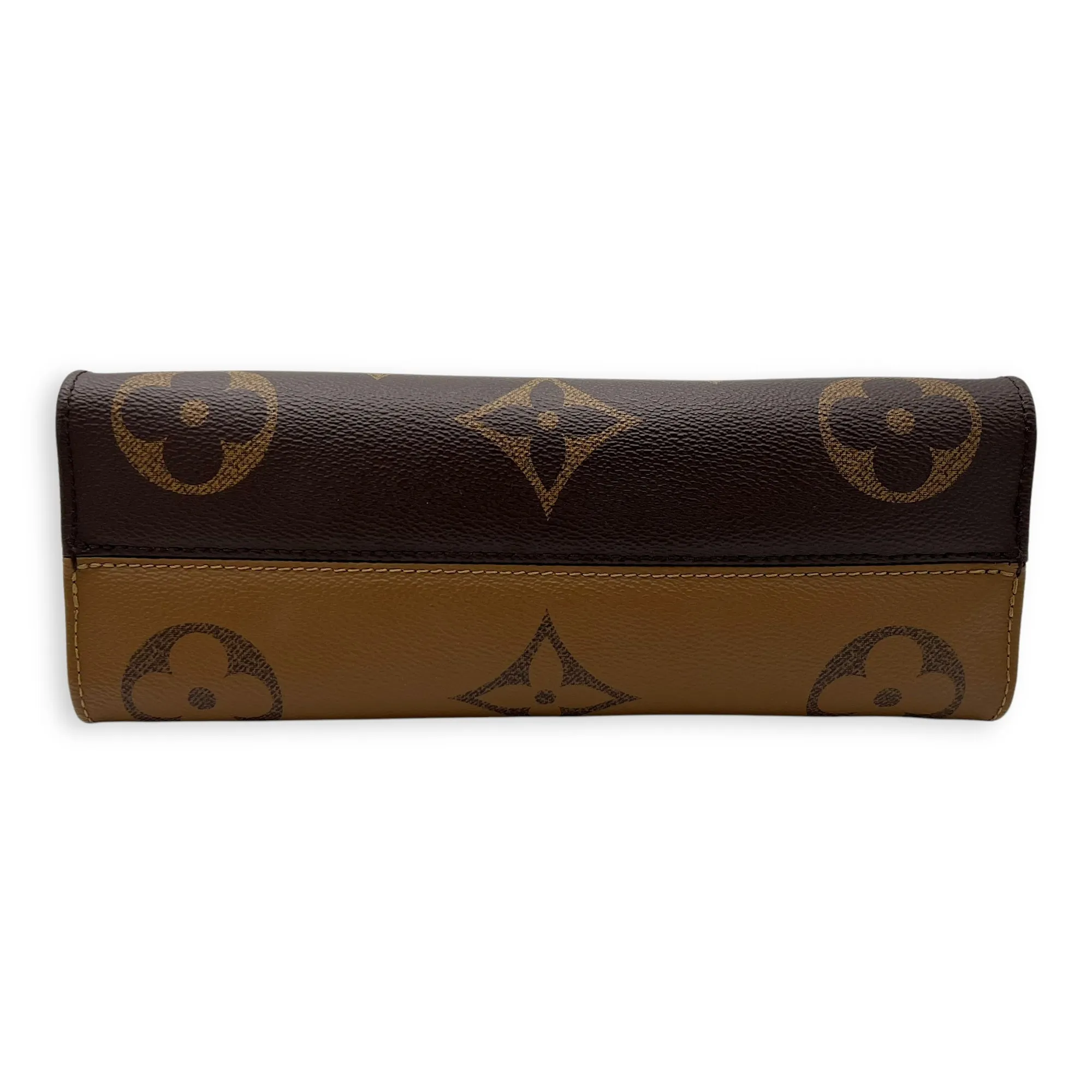 OnTheGo Tote Bag East West Brown in Monogram Coated Canvas, Gold hardware