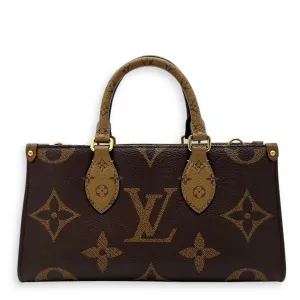 OnTheGo Tote Bag East West Brown in Monogram Coated Canvas, Gold hardware