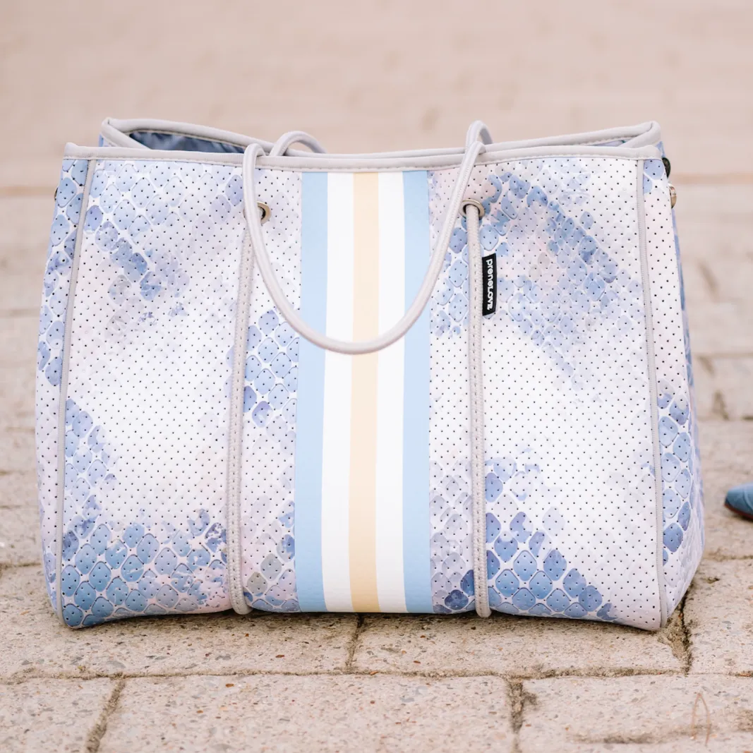 Oversized Neoprene Blue Watercolor Tote