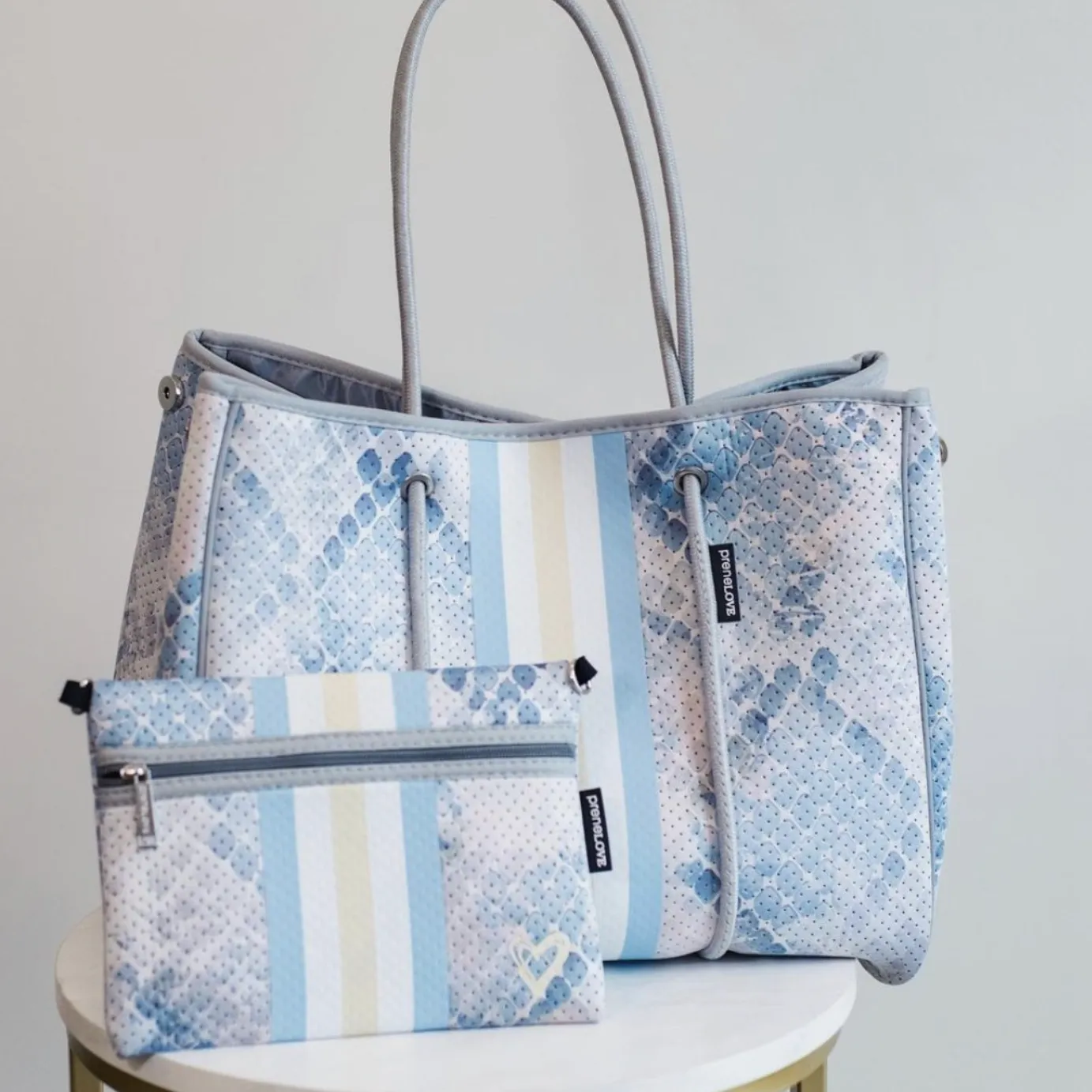 Oversized Neoprene Blue Watercolor Tote