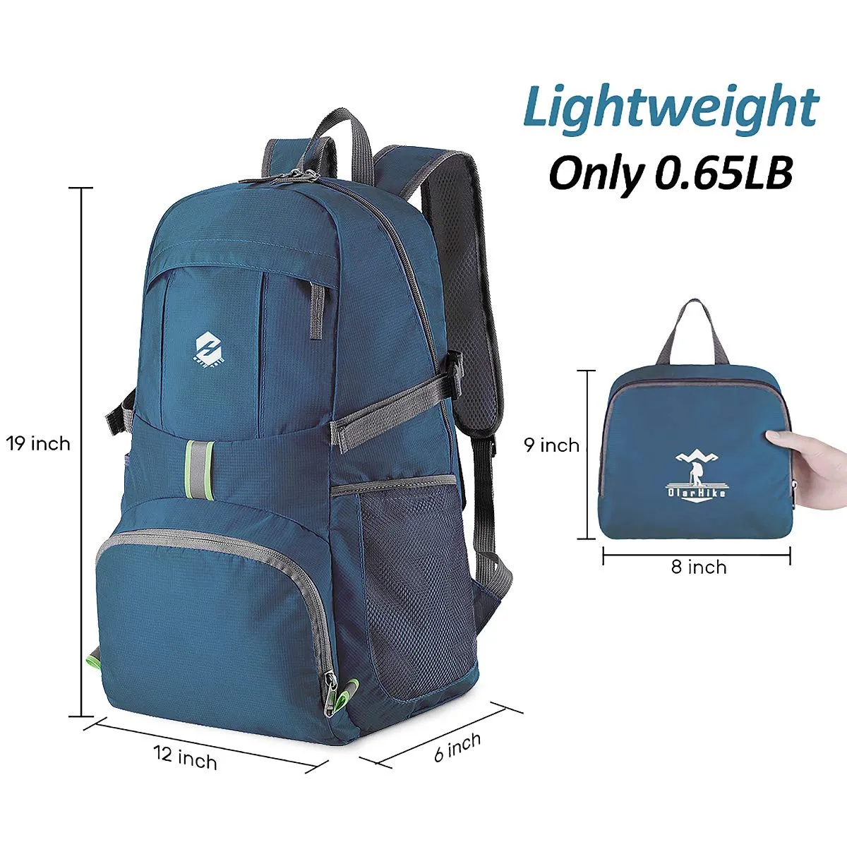 Packable Travel Hiking Backpack Daypack, Ultra Lightweight 35L Large Capacity Water Resistant Hiking Daypacks with Reflective Stripe Foldable Travel & Camping Backpack Casual Daypacks for Men & Women
