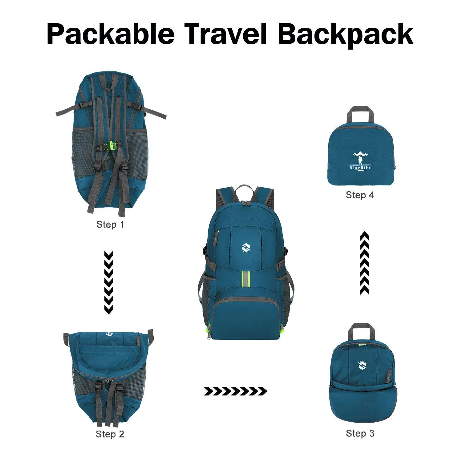 Packable Travel Hiking Backpack Daypack, Ultra Lightweight 35L Large Capacity Water Resistant Hiking Daypacks with Reflective Stripe Foldable Travel & Camping Backpack Casual Daypacks for Men & Women