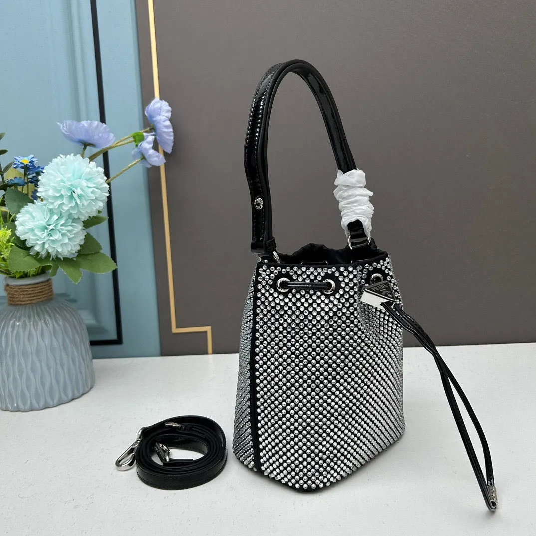 PD220 Satin Mini-bag with Crystals / 7.7x3.9x6.1inch
