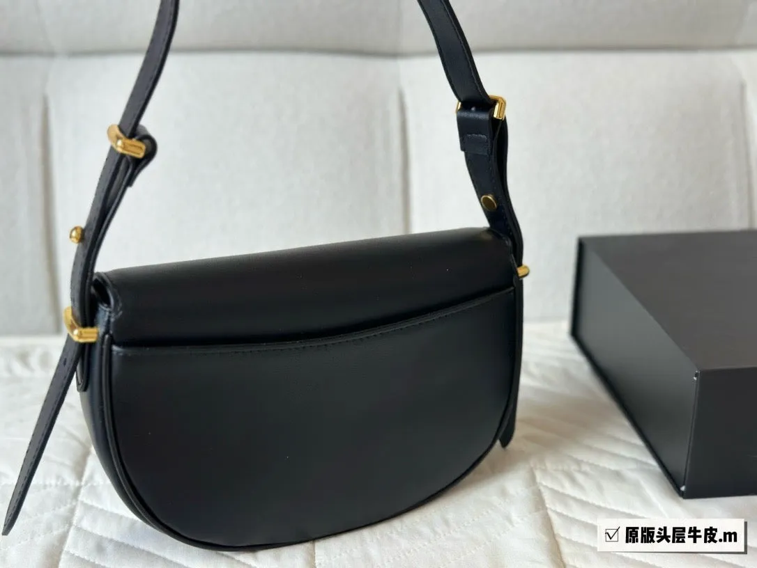 PD287 Prada Arqué Leather Shoulder Bag with Flap / 9x4.7x2.3inch