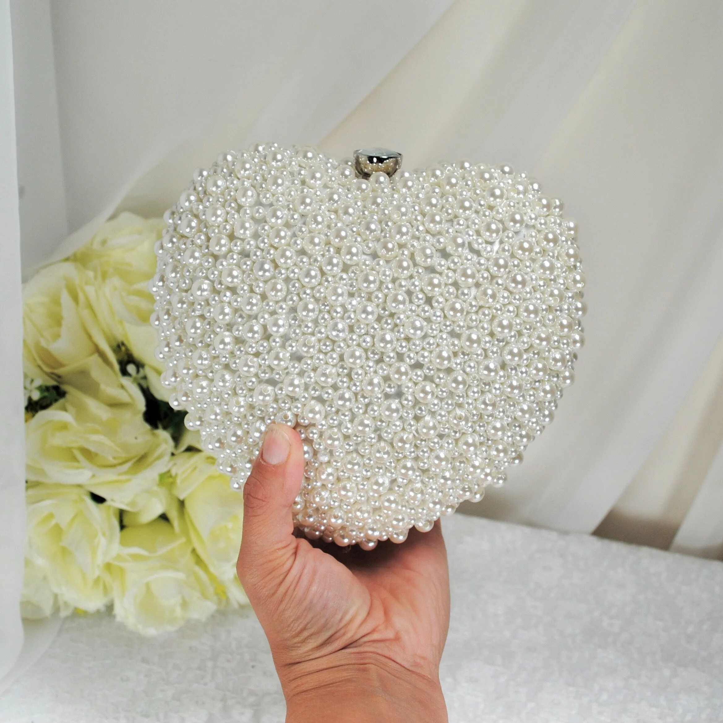 Pearl Heart Bag - Ivory or White