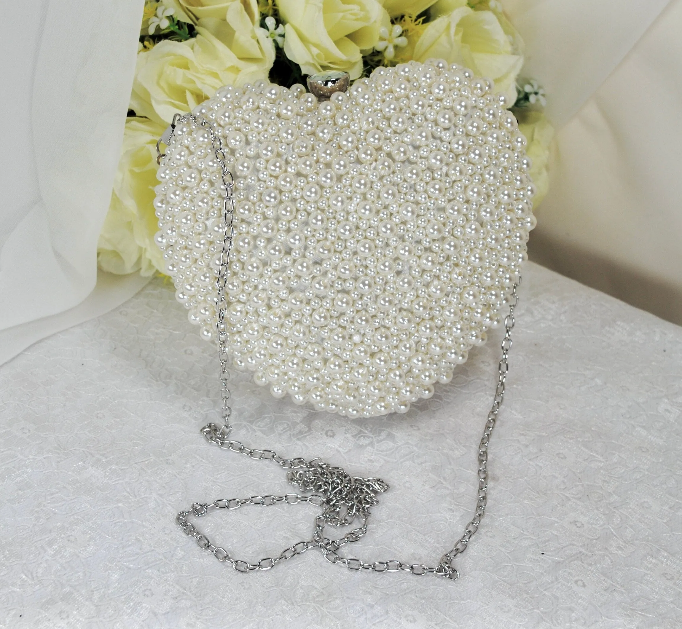 Pearl Heart Bag - Ivory or White