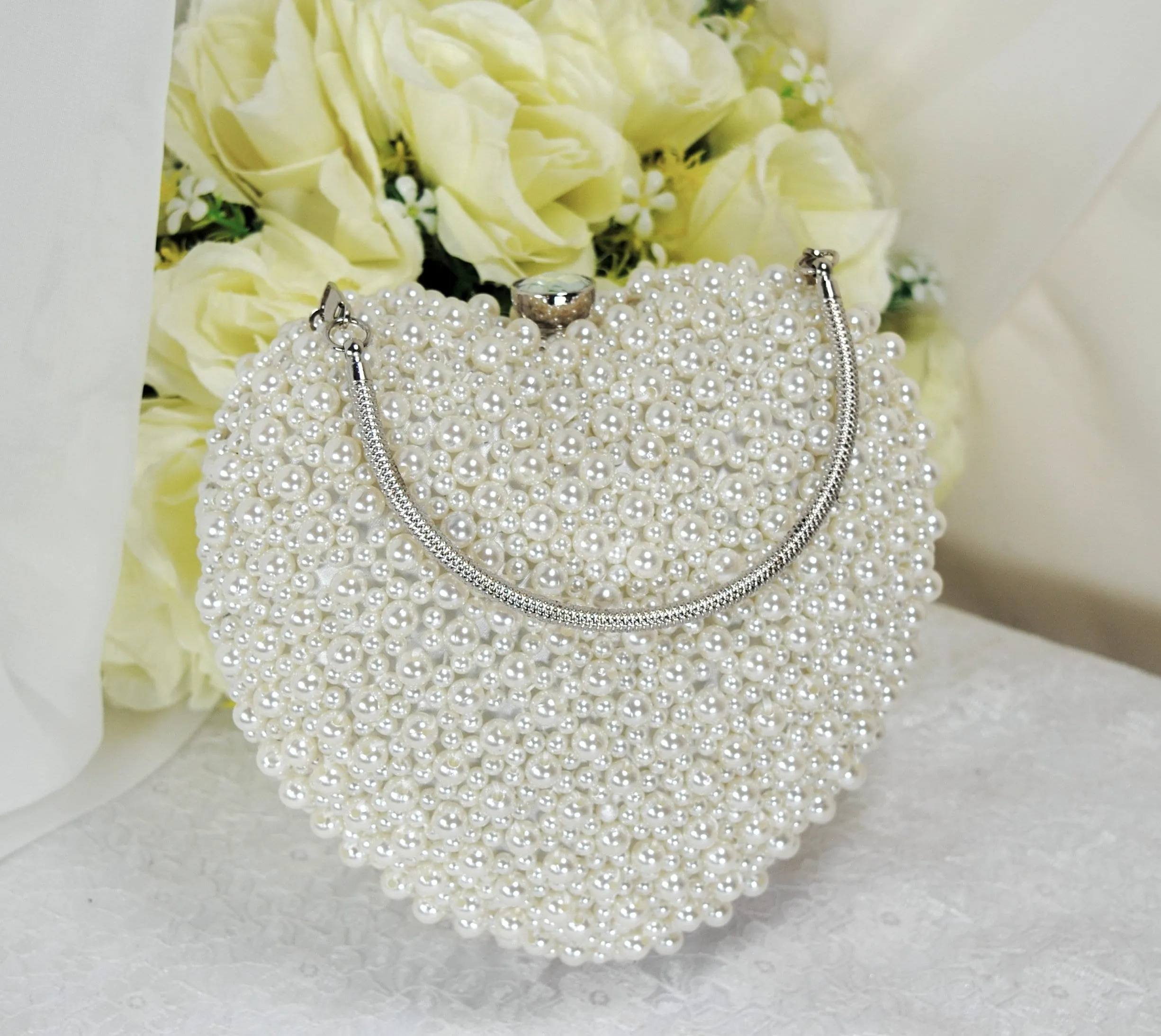 Pearl Heart Bag - Ivory or White