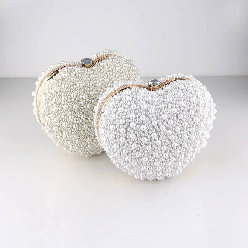 Pearl Heart Bag - Ivory or White