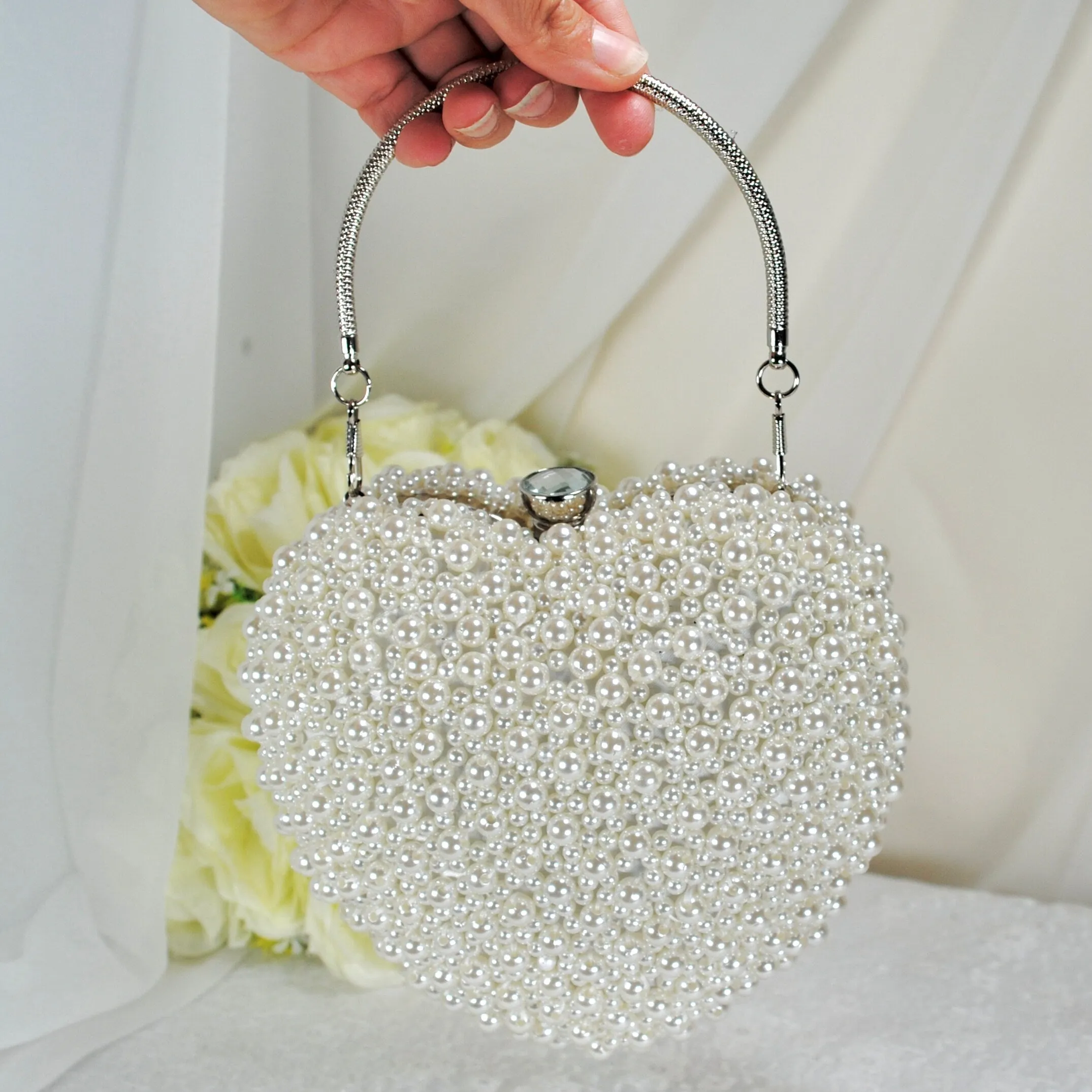 Pearl Heart Bag - Ivory or White