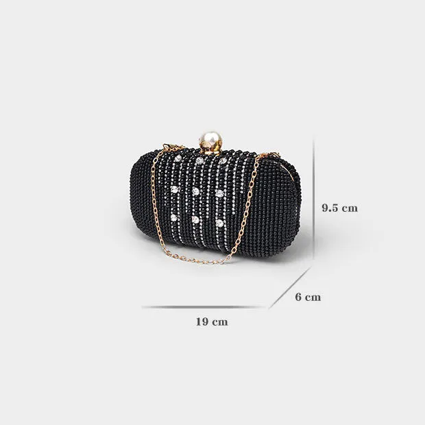 Pearl Rhinestone High-End Diamond Chain Clutch Bag