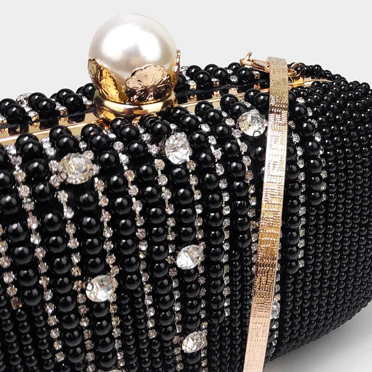Pearl Rhinestone High-End Diamond Chain Clutch Bag