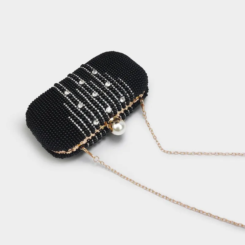 Pearl Rhinestone High-End Diamond Chain Clutch Bag