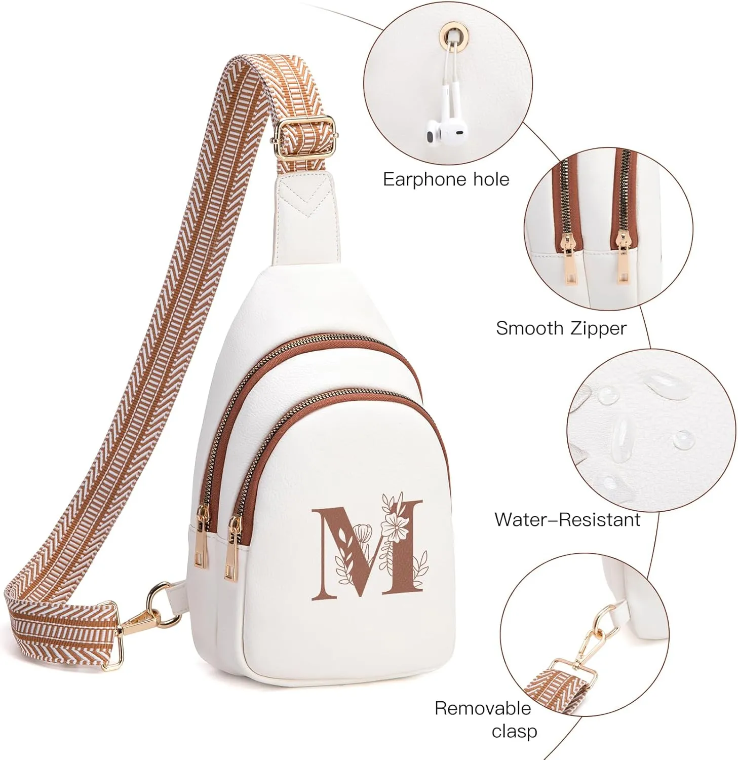 Personalized Gifts for Women Initial Sling Bag PU Leather Crossbody Bags for Women