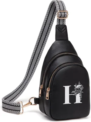 Personalized Gifts for Women Initial Sling Bag PU Leather Crossbody Bags for Women