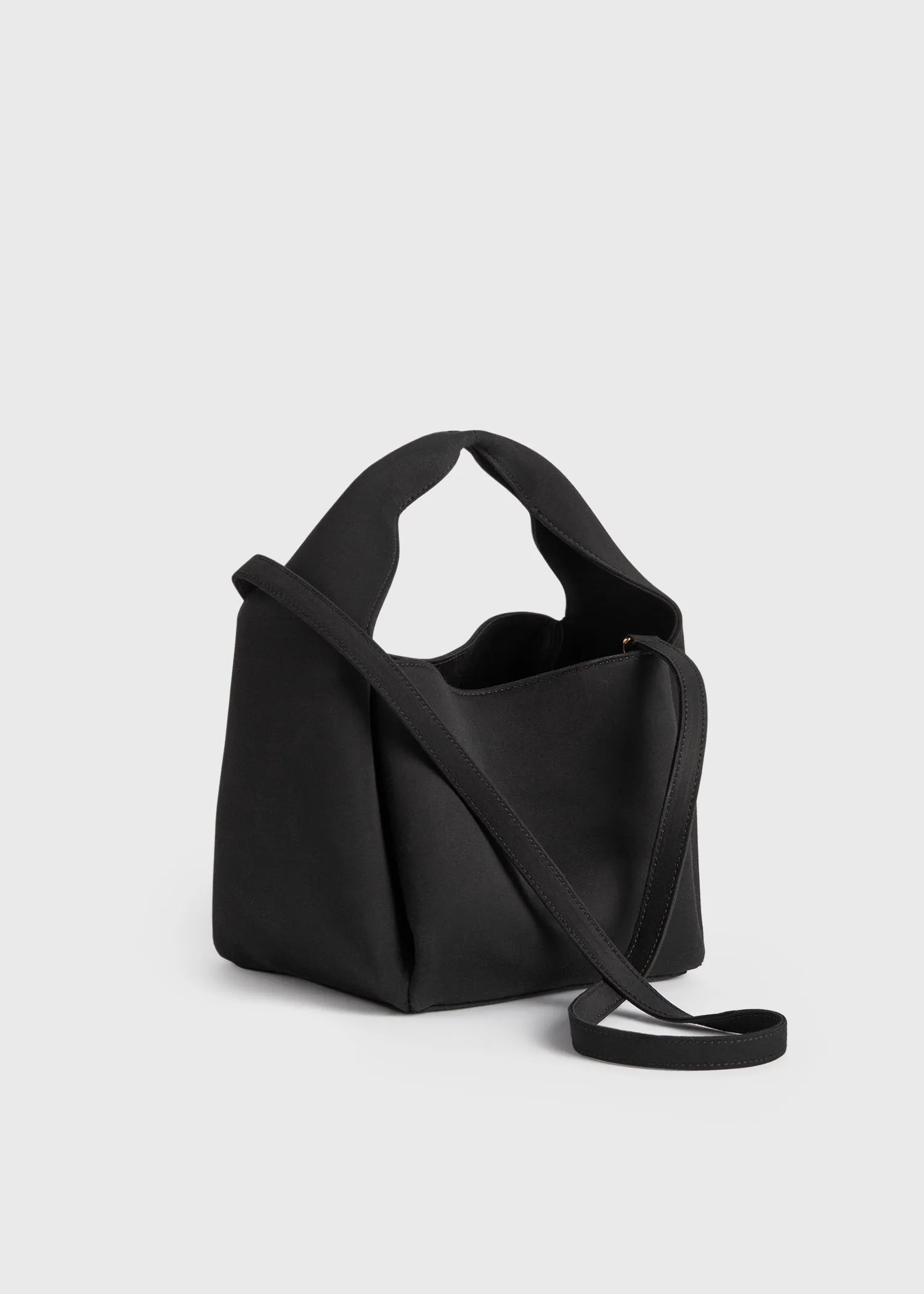 Petite satin bucket bag black