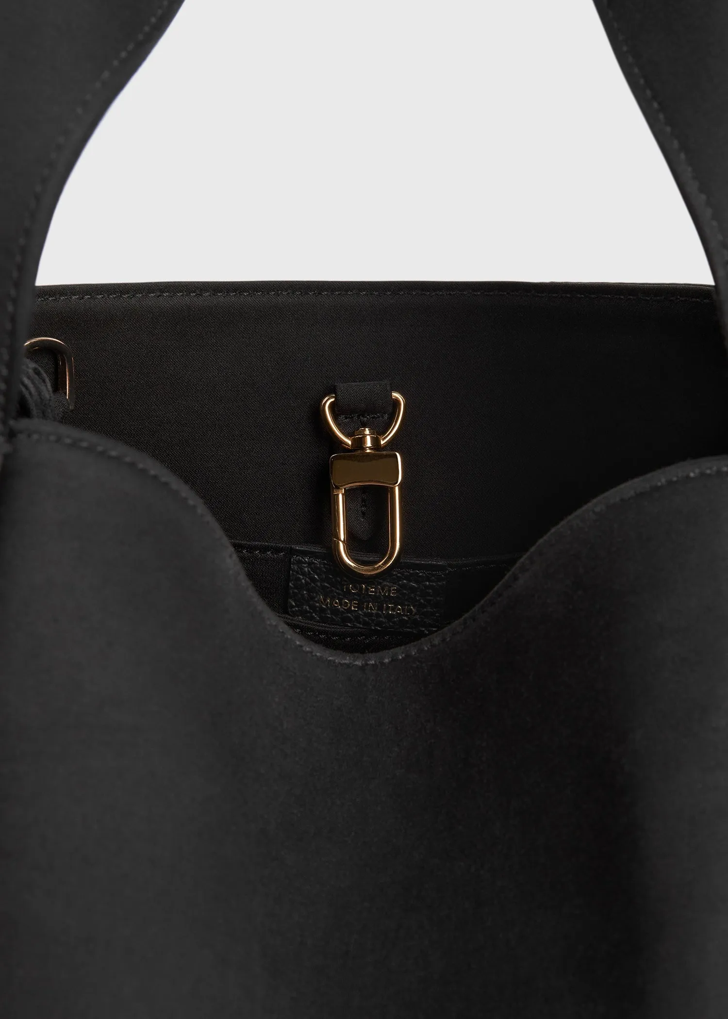 Petite satin bucket bag black
