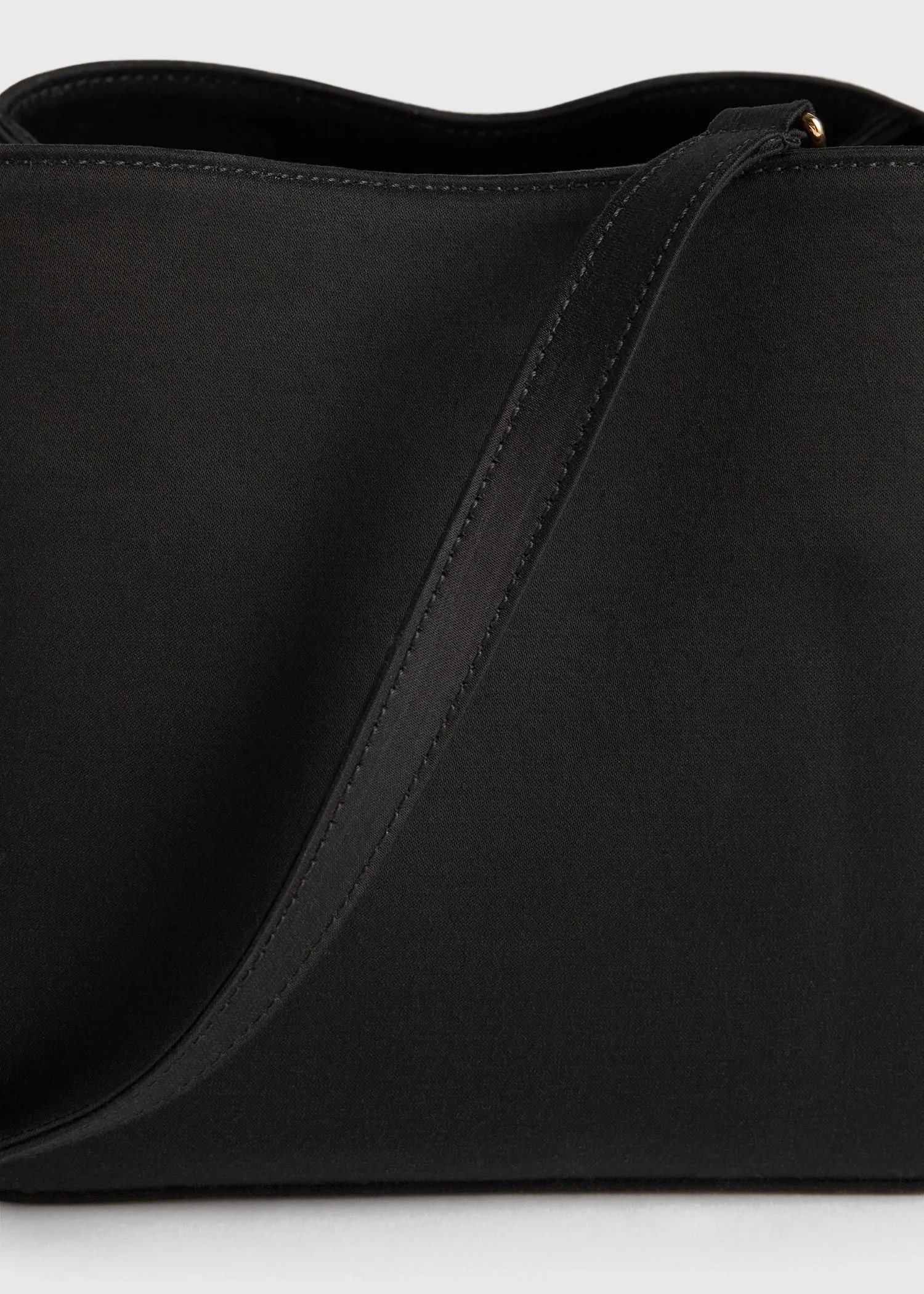 Petite satin bucket bag black