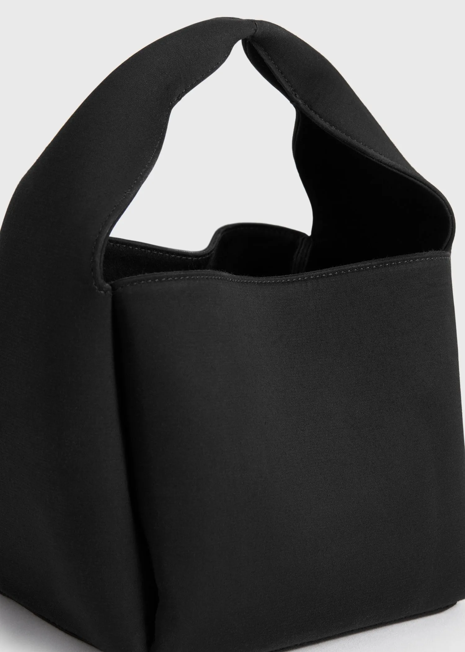 Petite satin bucket bag black