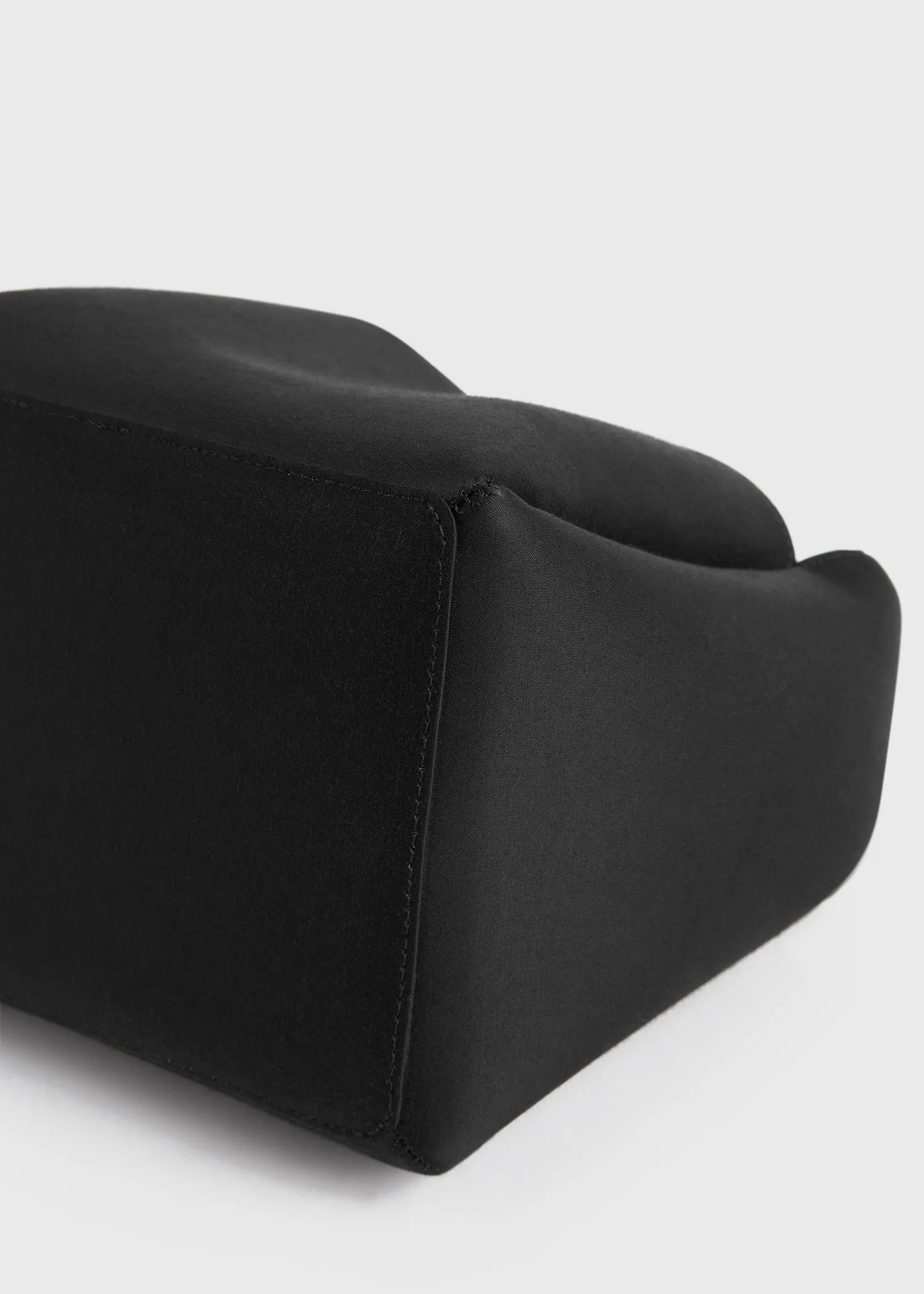 Petite satin bucket bag black