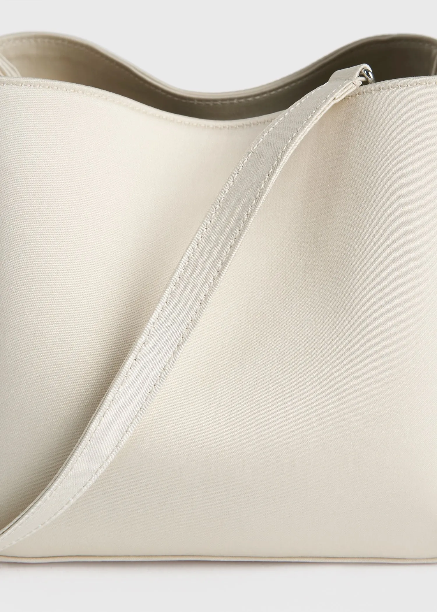 Petite satin bucket bag ecru