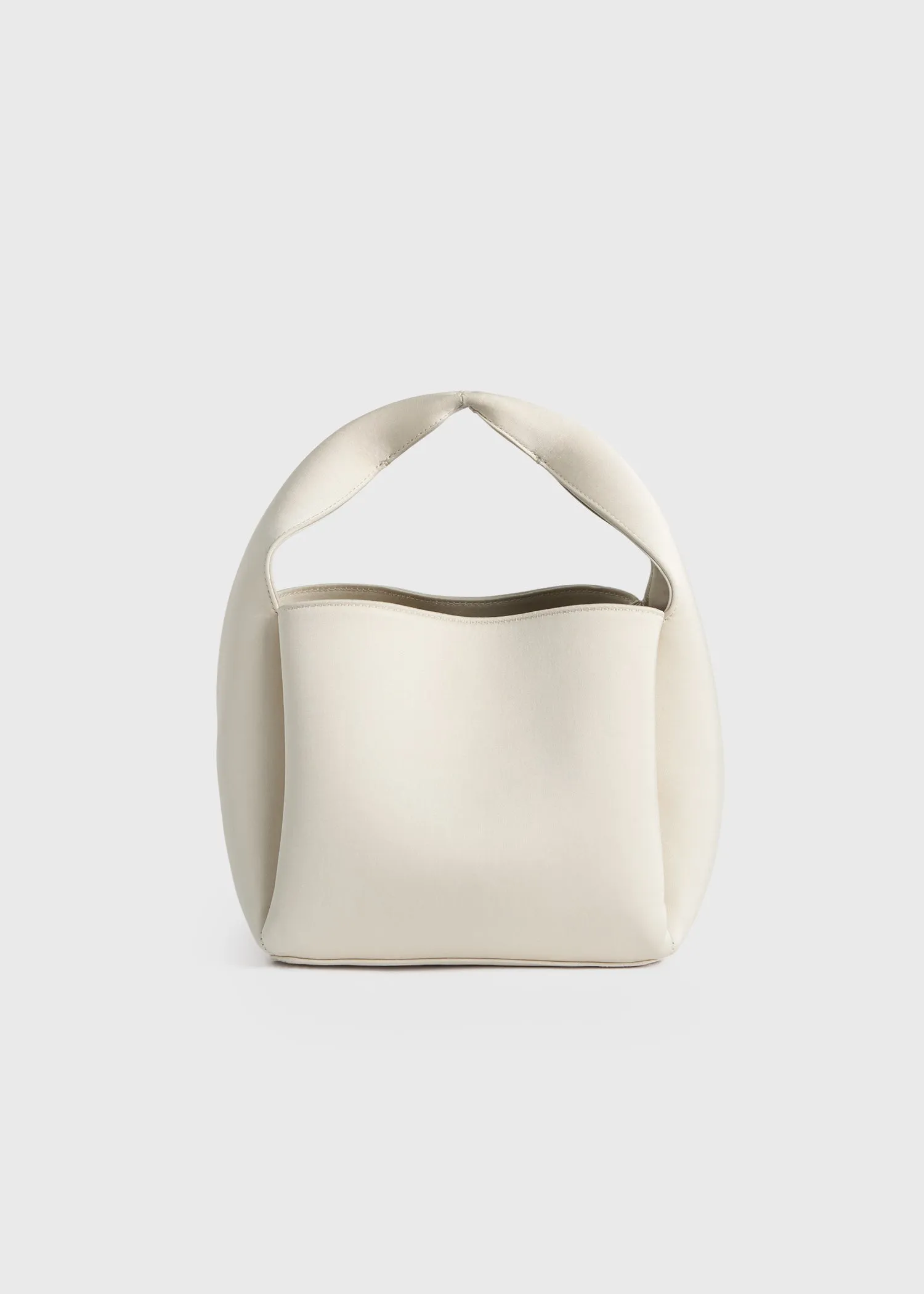 Petite satin bucket bag ecru