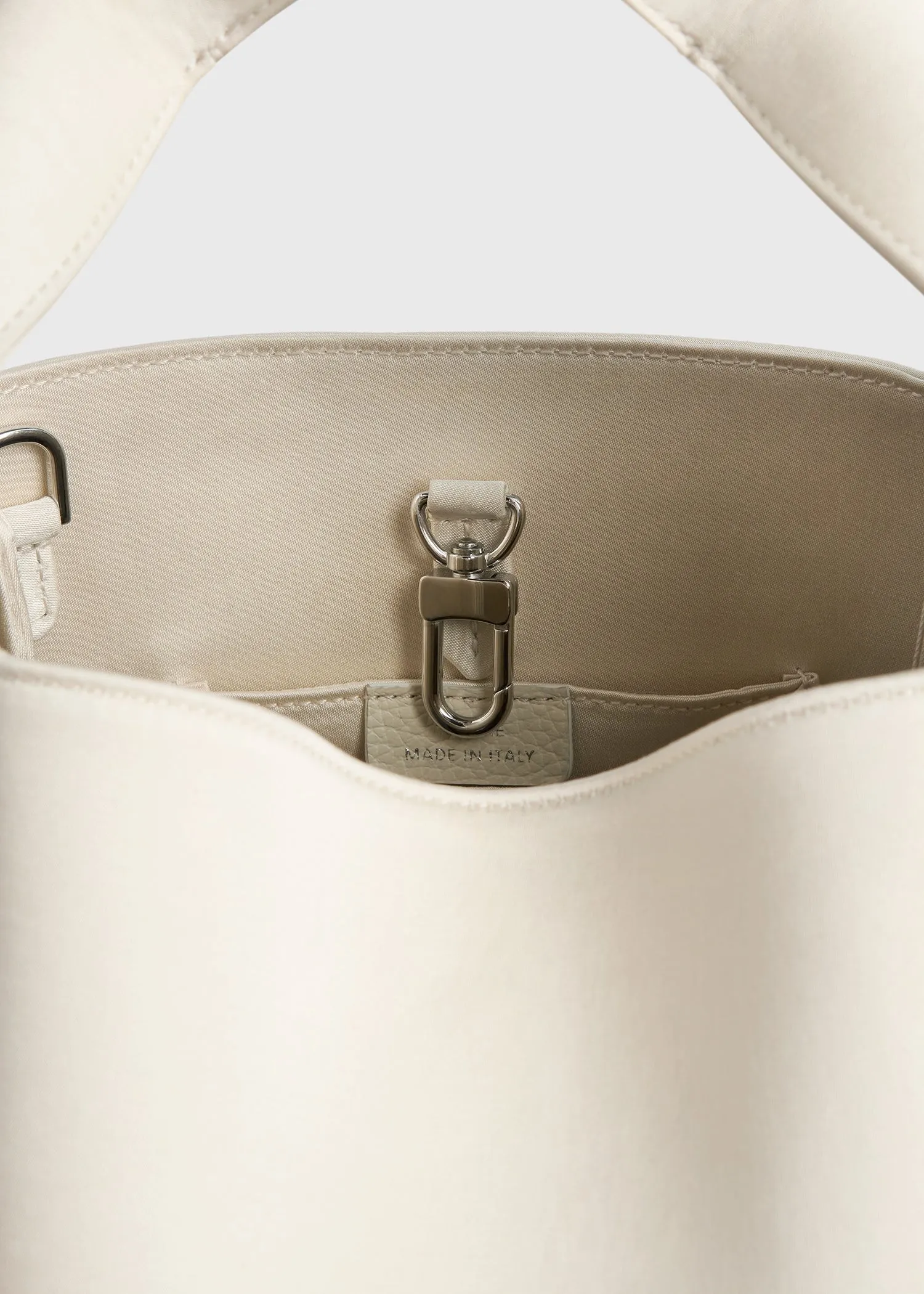 Petite satin bucket bag ecru