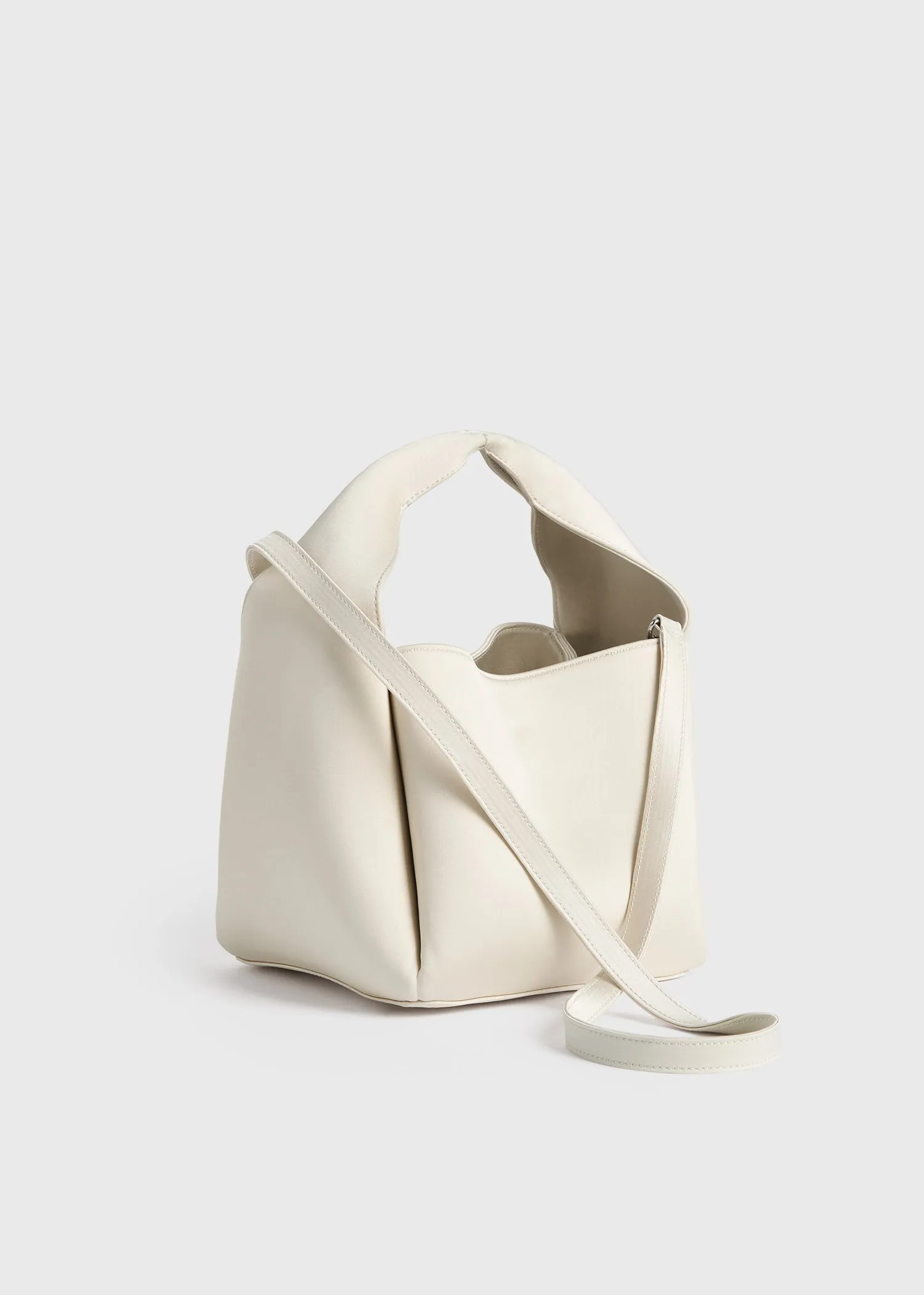 Petite satin bucket bag ecru