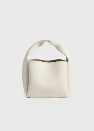 Petite satin bucket bag ecru