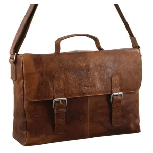 Pierre Cardin Rustic Leather 15" Messenger Laptop Bag (Cognac)
