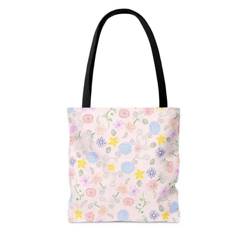 Pink Floral Pattern Tote Bag Trio