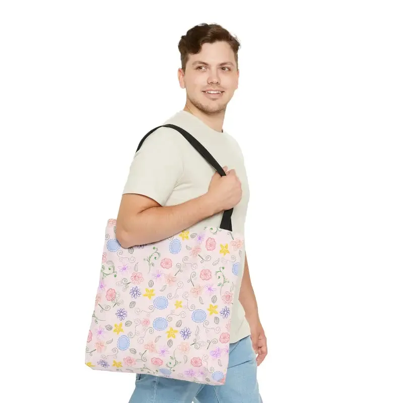 Pink Floral Pattern Tote Bag Trio