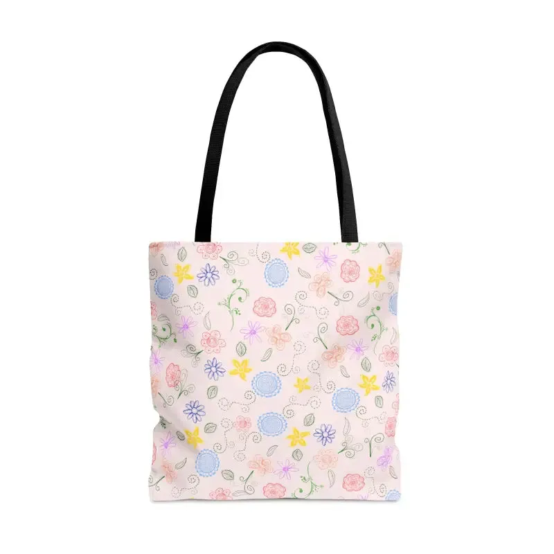 Pink Floral Pattern Tote Bag Trio