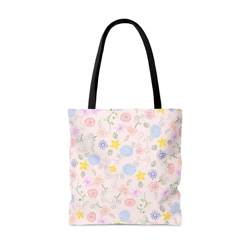 Pink Floral Pattern Tote Bag Trio