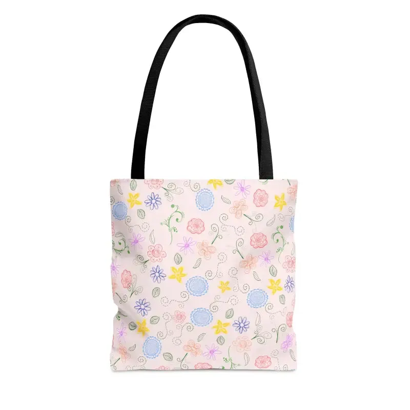 Pink Floral Pattern Tote Bag Trio