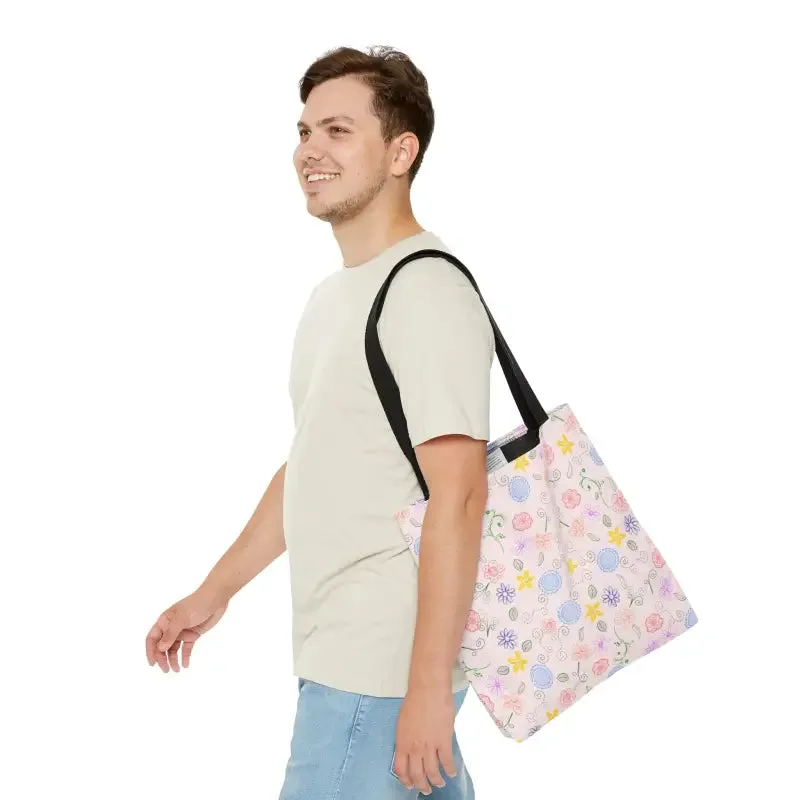 Pink Floral Pattern Tote Bag Trio